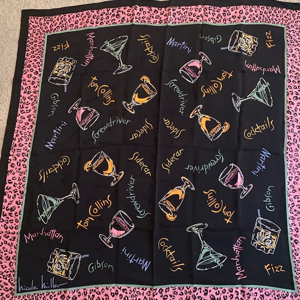 Nicole Miller Black and Pink Cocktail Scarf